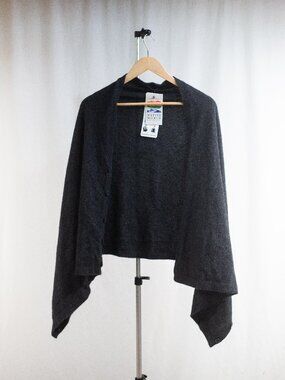 NWT Native World New Zealand Possum Merino Anyway Wrap in Charcoal